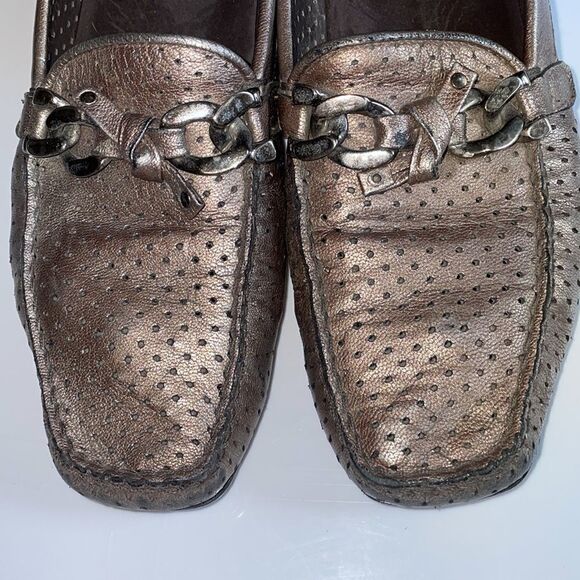 Stuart Weitzman silvery bronze flats/loafers - Picture 2 of 7